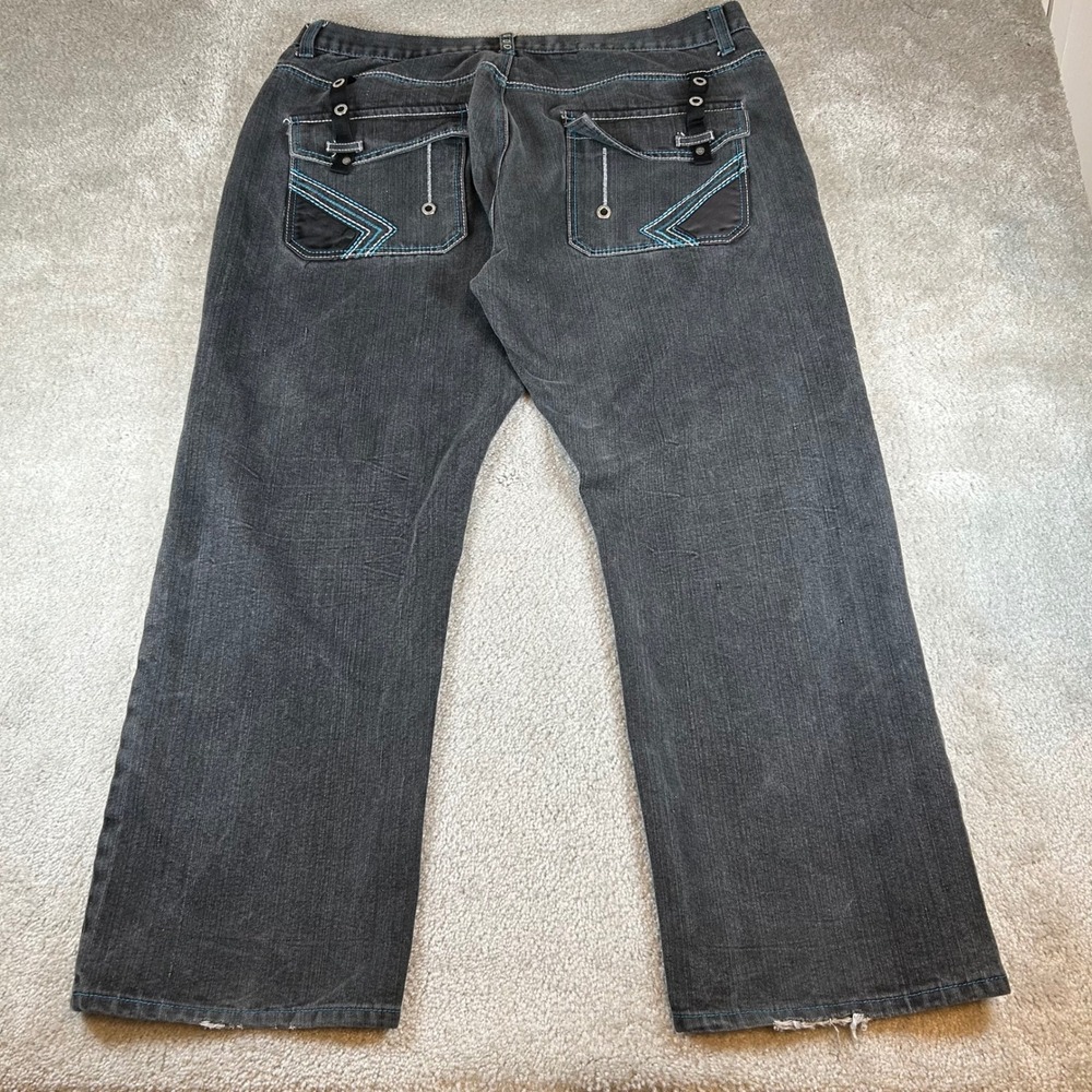 Attitude Gold Jeans Mens 40x30 Gray Black Relaxed Fit Contrast Stitch Y2K Street